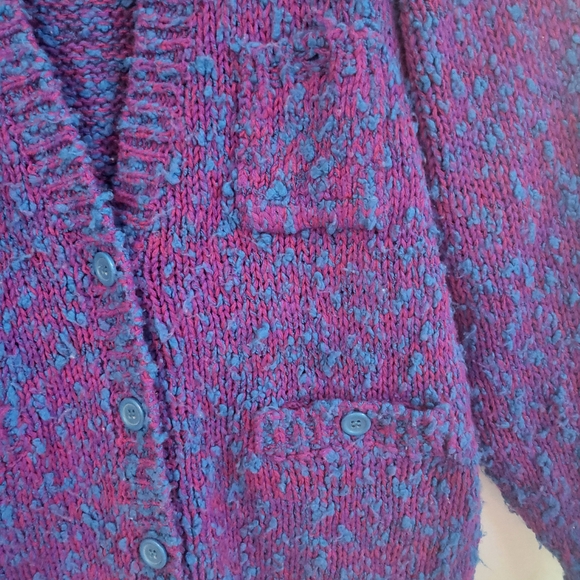 Vintage Vibrant Purple and Blue Women's Boucle Cardigan - Picture 7 of 8